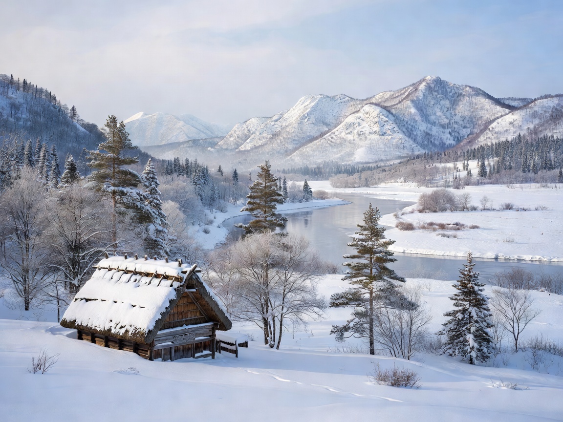 Hokkaido winter landscape representing Ainu territory